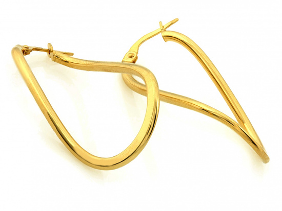 Kolczyki złote wiszące sztywne na czasie modne