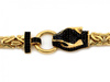 Bransoletka złota gruba okazała z głową pantery czarne kamienie