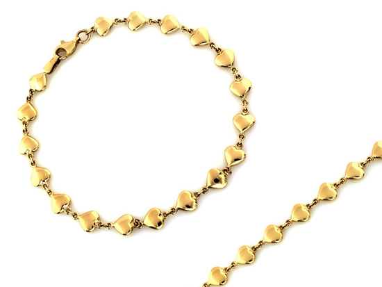 Bransoletka złota z dmuchanych małych serc