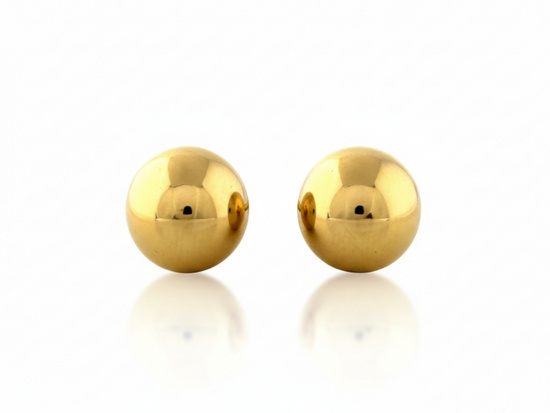 Kolczyki złote kulki przy uchu na sztyfcie 6mm
