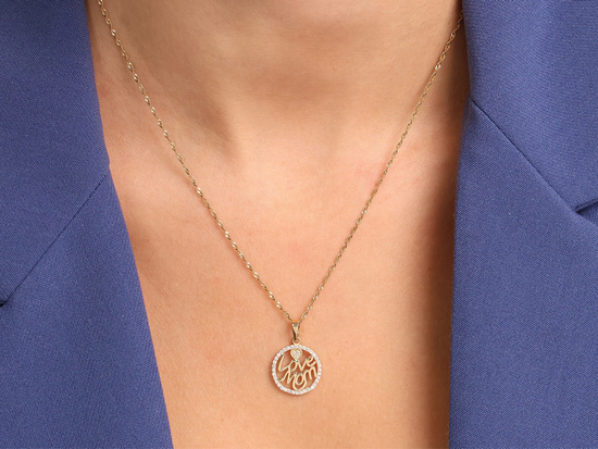 Zawieszka złota okrągła dla mamy