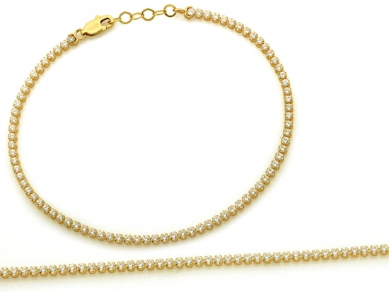 Złota bransoletka tenisowa z cyrkoniami