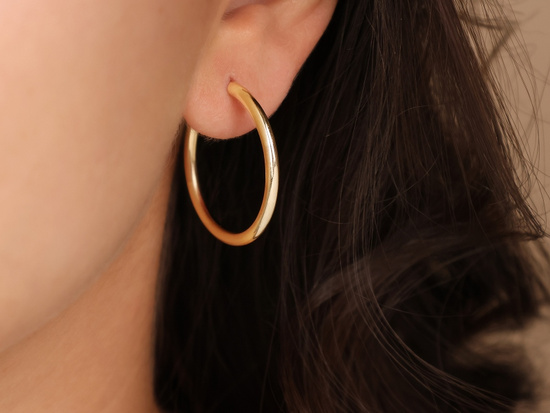 Kolczyki złote koła dmuchane 35mm szarniry