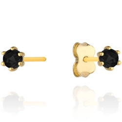 Złote kolczyki 585 z onyksem 
