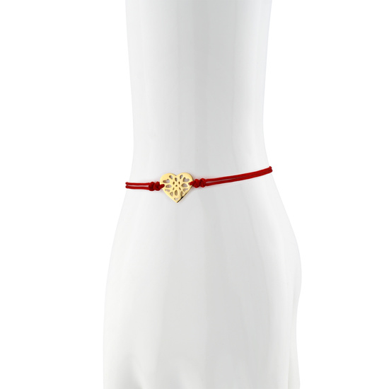 Złota bransoletka 585 serce serduszko na sznurku