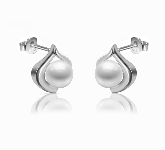 Zestaw srebrny 925 naszyjnik i kolczyki z perłami