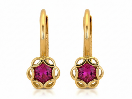 Kolczyki złote dla dziewczynki z czerwoną gwiazdką