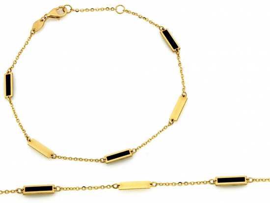 Bransoletka złota z prostokątami z czarną emalią