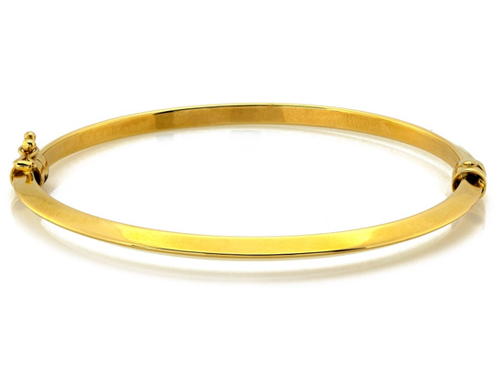 Owalna złota bransoletka sztywna gładka