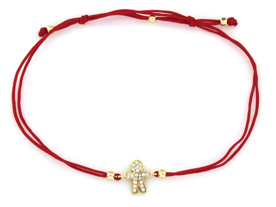 Bransoletka złota chłopiec z cyrkoniami na sznurku