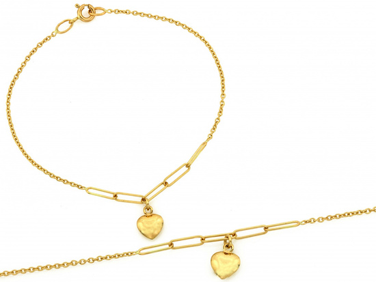 Bransoletka złota z wiszącym sercem z dużymi ogniwami
