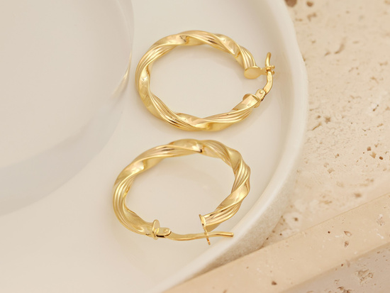 Kolczyki złote koła grube skręcone 27mm