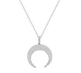 Naszyjnik srebrny 925 z diamentowymi cyrkoniami - księżyc