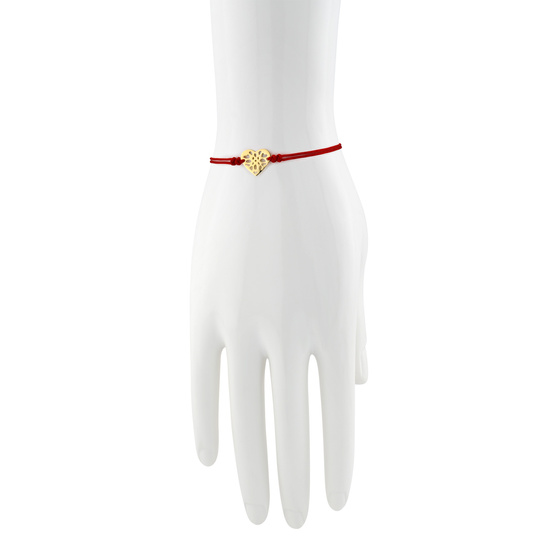 Złota bransoletka 585 serce serduszko na sznurku