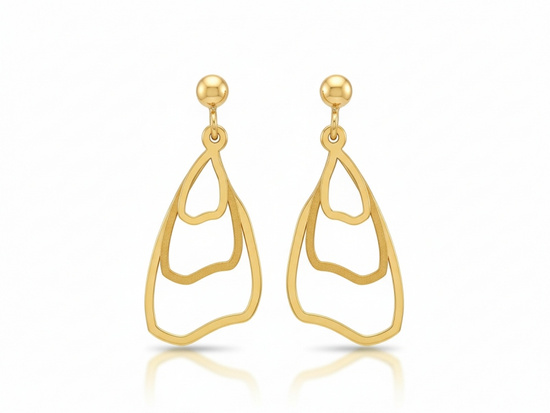 Kolczyki złote długie z ruchomych elementów