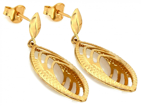 Kolczyki złote wiszące ażurowe przestrzenne