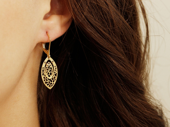 Złote kolczyki długie wiszące ażurowe idealne dla Mamy