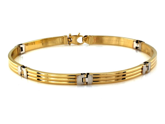 Złota bransoleta dwukolorowe elementy męska