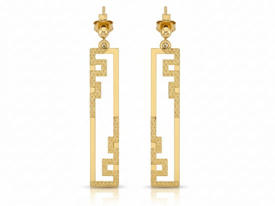 Kolczyki złote długie sztywne prostokąty