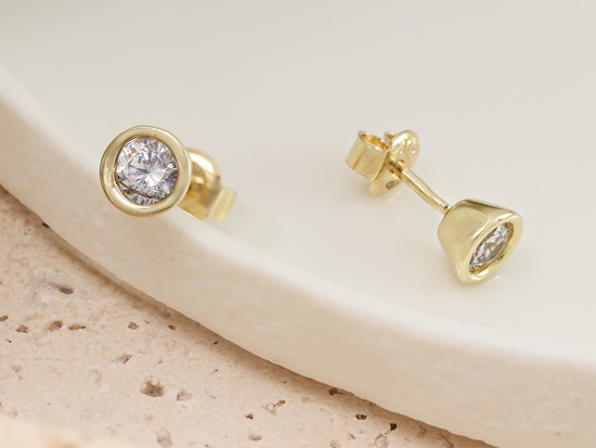 Kolczyki złote z cyrkonią na sztyfcie