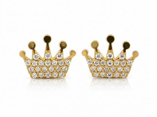Mini korona z cyrkoniami kolczyki na sztyfcie