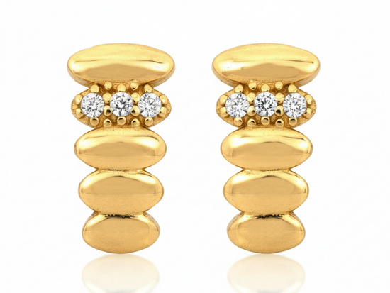 Złote kolczyki delikatne na sztyfcie z cyrkoniami