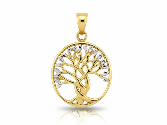 Zawieszka złota drzewko szczęścia okrągłe