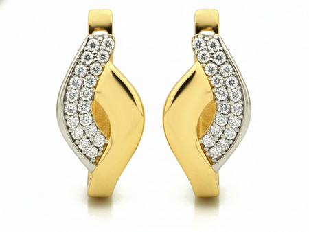 Złote kolczyki delikatne angielskie z cyrkoniami