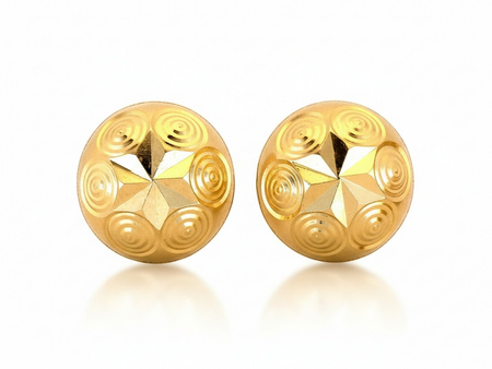 Kolczyki złote błyszczące półkule pinezki na sztyfcie