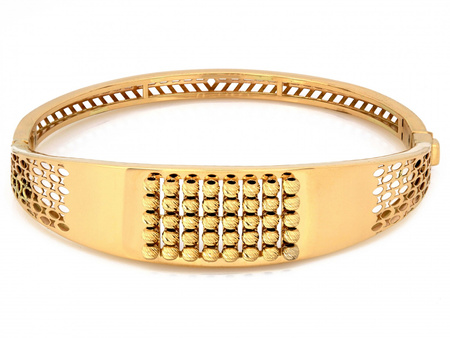 Złota bransoleta sztywna bangle ekskluzywna z kulkami