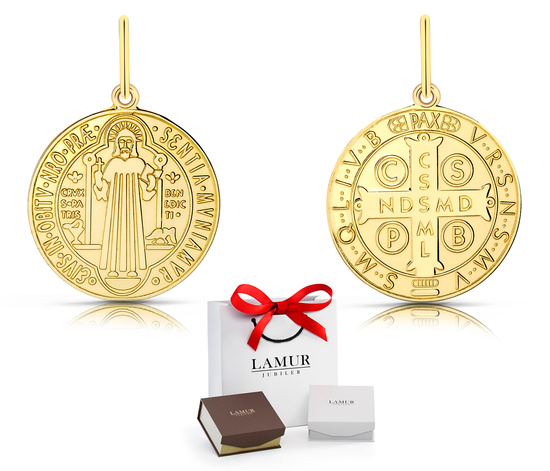 Złoty medalik benedyktyński 585 - zawieszka
