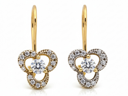 Kolczyki złote na biglu z cyrkoniami