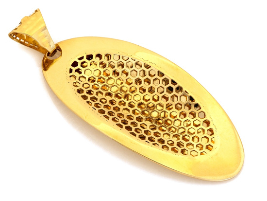 Zawieszka złota duża długa owalna błyszcząca