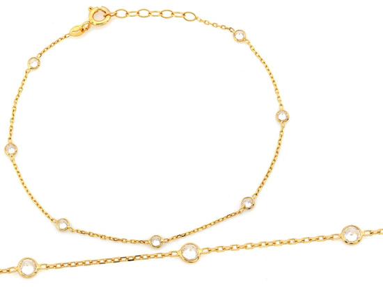 Złota bransoletka z cyrkoniami łańcuszkowa