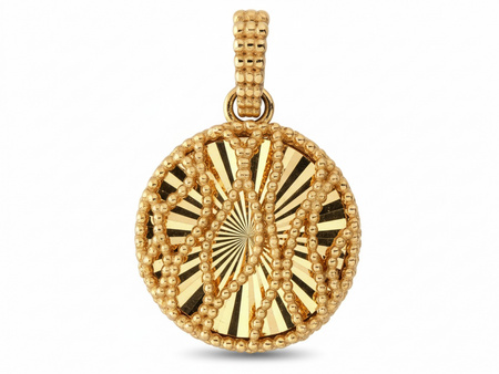 Zawieszka złota subtelna okrągła z misternym ażurem