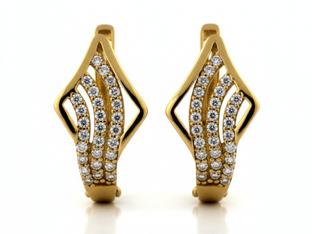 Złote kolczyki angielskie zdobione cyrkoniami