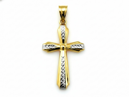 Krzyżyk złoty diamentowany zawieszka na łańcuszek