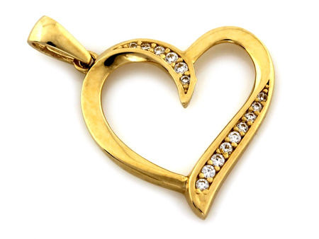 Złota zawieszka serce kontur z cyrkoniami