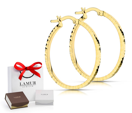 Złote kolczyki koła diamentowane 585 - 32 mm