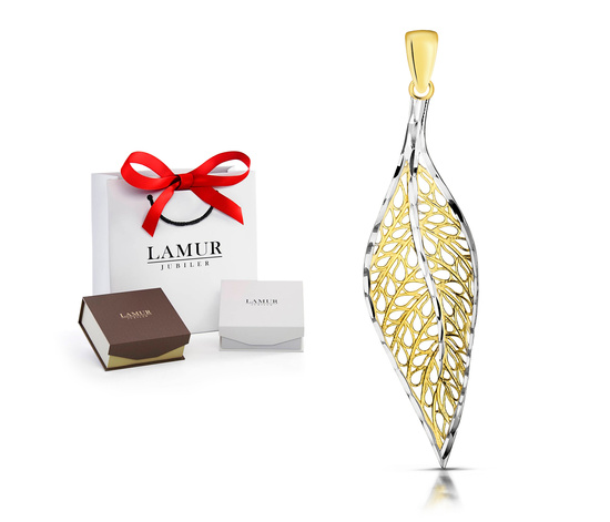 Złota zawieszka 375 - ażurowy listek