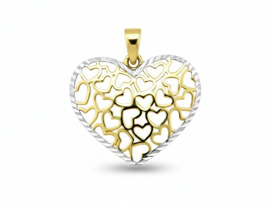 Przepiękne dwukolorowe serce złote ażurowe diamentowane