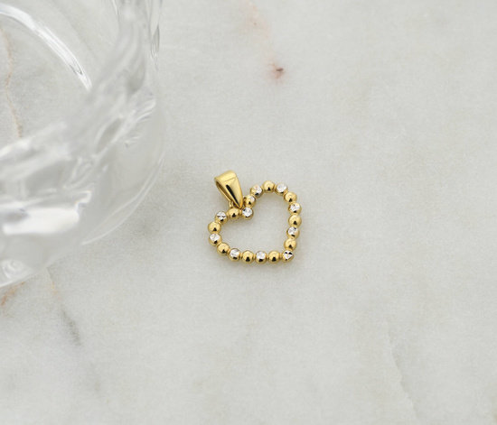 Złota zawieszka 375 - serce, kuleczki