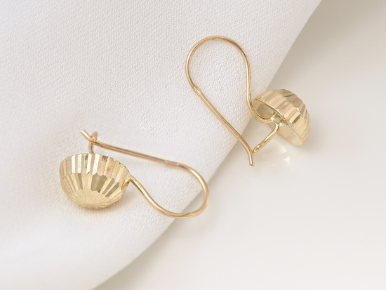 Kolczyki złote półkule na biglu diamentowane