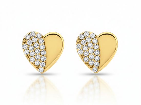 Delikatne kolczyki serduszka wysadzane cyrkoniami