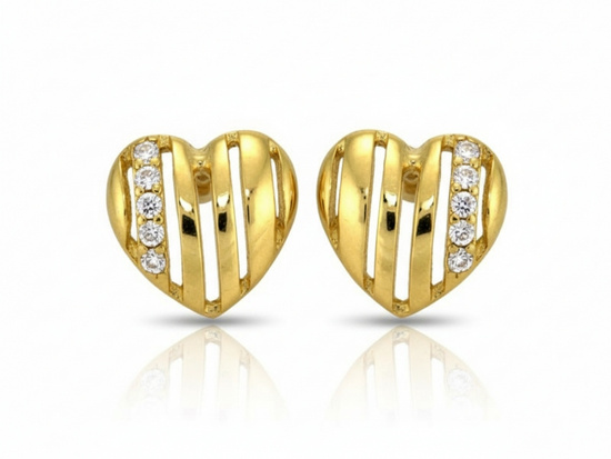 Kolczyki ażurowe serca na sztyfcie z cyrkoniami 