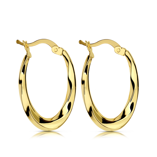 Złote kolczyki owalne koła 585 zdobione