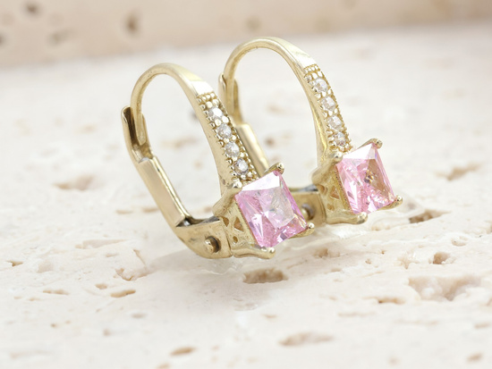 Kolczyki złote angielskie z cyrkoniami