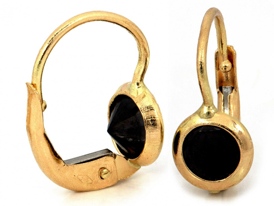 Złote kolczyki angielskie z onyksem