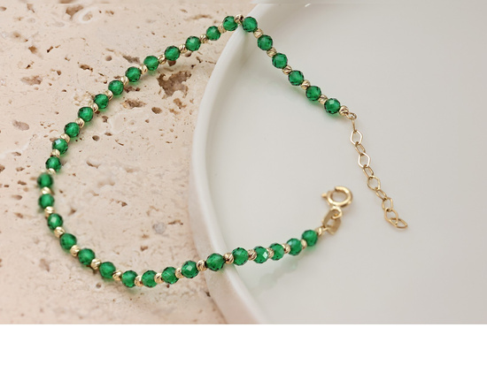 Bransoletka złota zielone szmaragdy syntetyczne