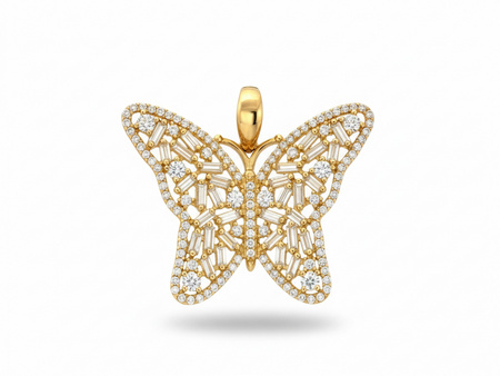 Duży złoty motyl z cyrkoniami zawieszka wisiorek